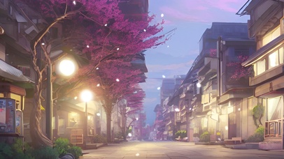 傍晚的小镇街景