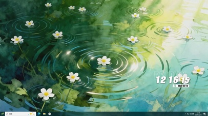 护眼池塘花朵桌面主题