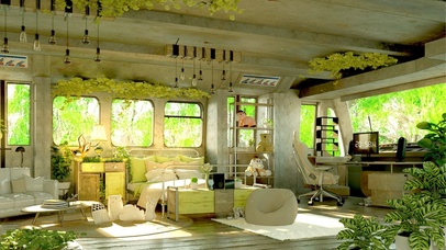 4k 治愈清新绿植房间