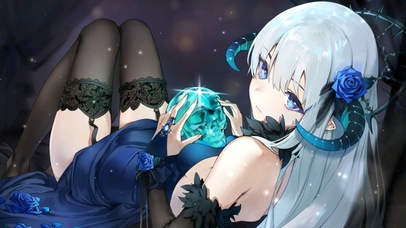 抱水晶骷髅头的美少女