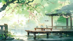 唯美小亭樱花