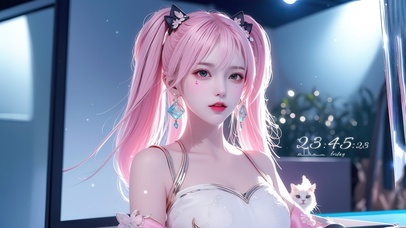 粉发双马尾可爱女孩