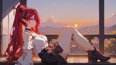 二次元萌系红发美少女