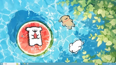 线条小狗西瓜泳池主题