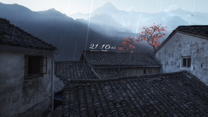 4k 雨天古镇风光