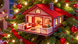 圣诞树上的小屋