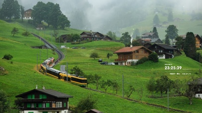 4k 治愈护眼雨天火车小镇