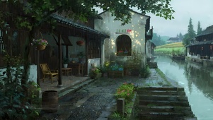 雨天 村庄