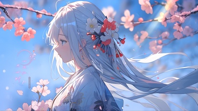 唯美古风樱花女孩