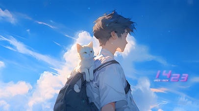 可爱云中猫咪少年