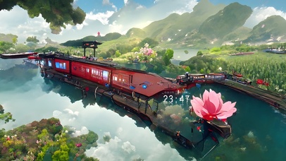 4k 治愈唯美荷花池的列车