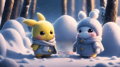 雪中可爱比卡丘