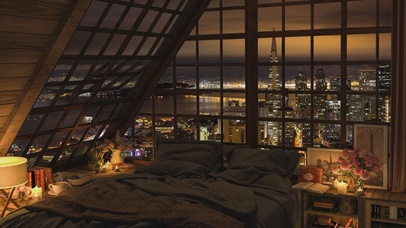 唯美治愈温馨城市房间