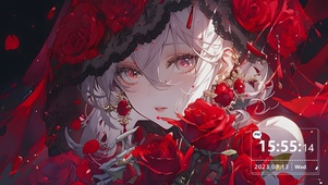 玫瑰花中的少女