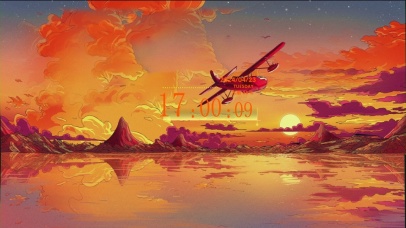 飞机飞过夕阳下的天空