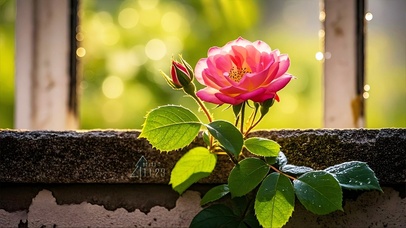 趴窗看世界的玫瑰