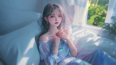 沐浴阳光的少女