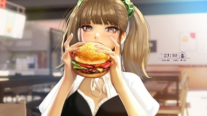 吃汉堡的少女