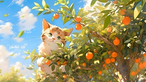 可爱树上猫咪