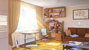 唯美治愈动漫卧室房间