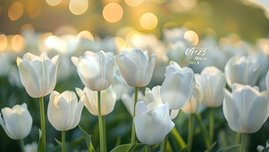 白色郁金香花海
