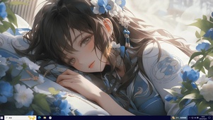 蓝色古风少女