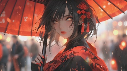 【4k】唯美雨中丽人