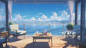 治愈蓝天白云海景