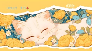 玫瑰可爱猫咪