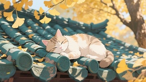 屋顶打盹的猫咪