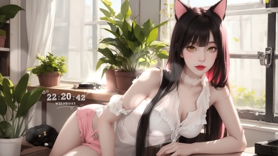 午后阳光书房里的狐耳美少女