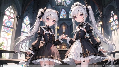 4k白毛女仆教堂双子萝莉美少女