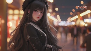 美女逛夜市