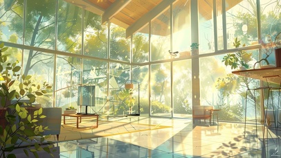 森林透光隐秘客厅