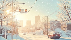 冬日雪景下的阳光