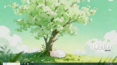 树下睡着猫咪桌面主题