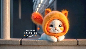 4K等主人回家的猫咪