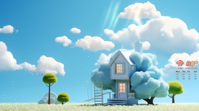 治愈唯美棉花云小屋