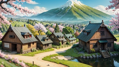 4K唯美治愈夏日动漫樱花小镇