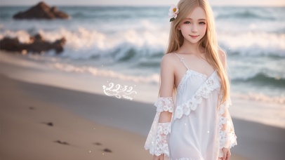 4K唯美海边清纯少女