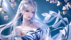 长发飘飘桃花仙女
