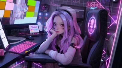 电竞房可爱少女