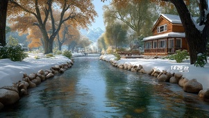 治愈护眼溪流房屋