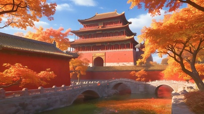 秋天的宫殿红墙