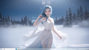 4k云海白裙森林美少女