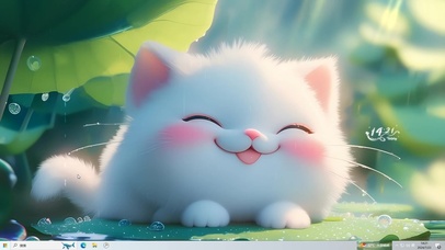 荷叶下躲雨猫咪