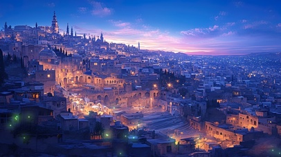 异域风情古城夜景