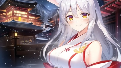 唯美治愈雪天神社少女
