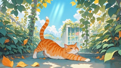 树荫下慵懒橘猫