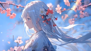 唯美古风樱花女孩